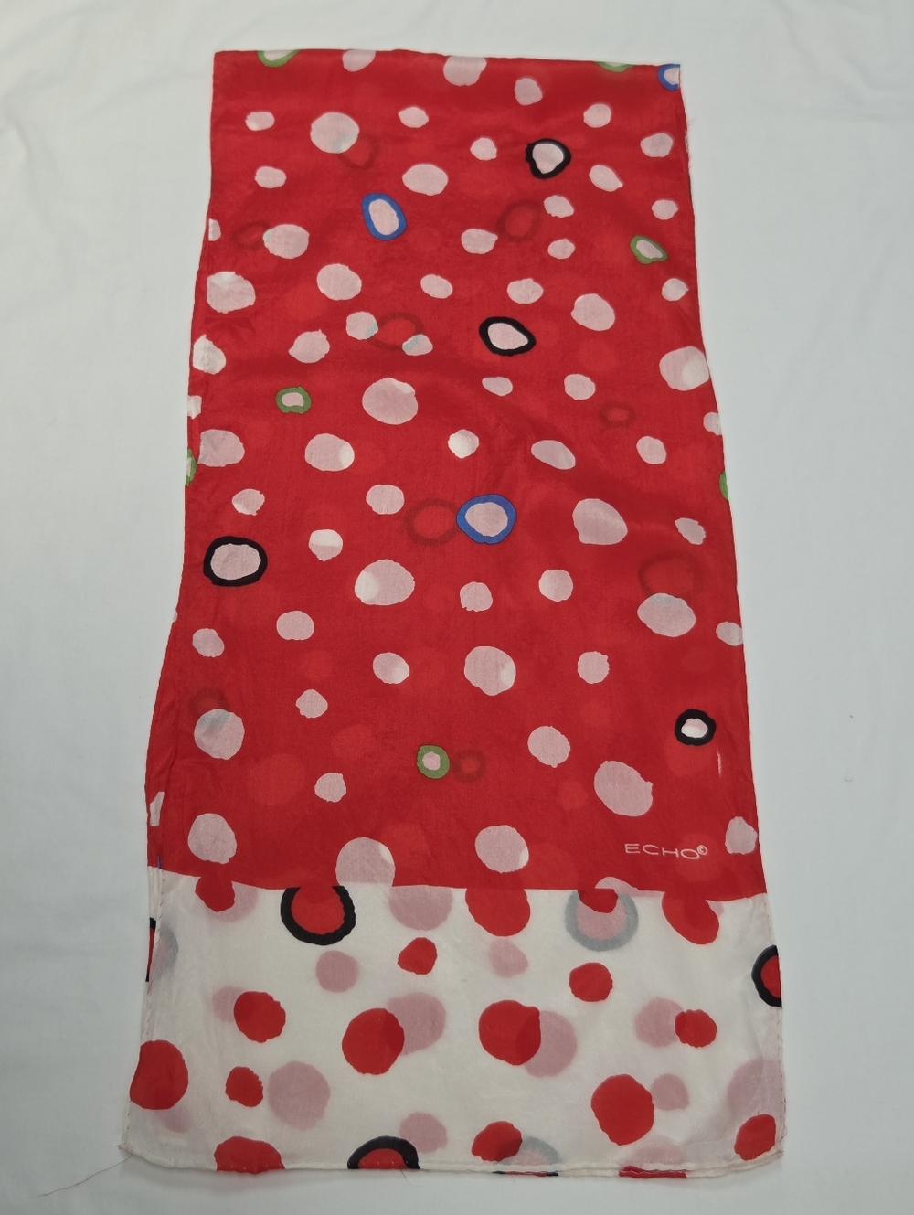 Echo Abstract Circle Print Silk Scarf - Picture 3 of 8